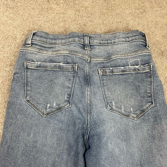 Kensie Womens 8/29 Jeans Blue Vintage Luxe Straight Leg Medium Wash Distressed - Picture 4 of 7